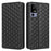 For TCL 40R 5G Cell Phone Case Wallet PU Leather Rhombus Pattern Imprinted Magnetic Closure Stand Cover - Black - 1