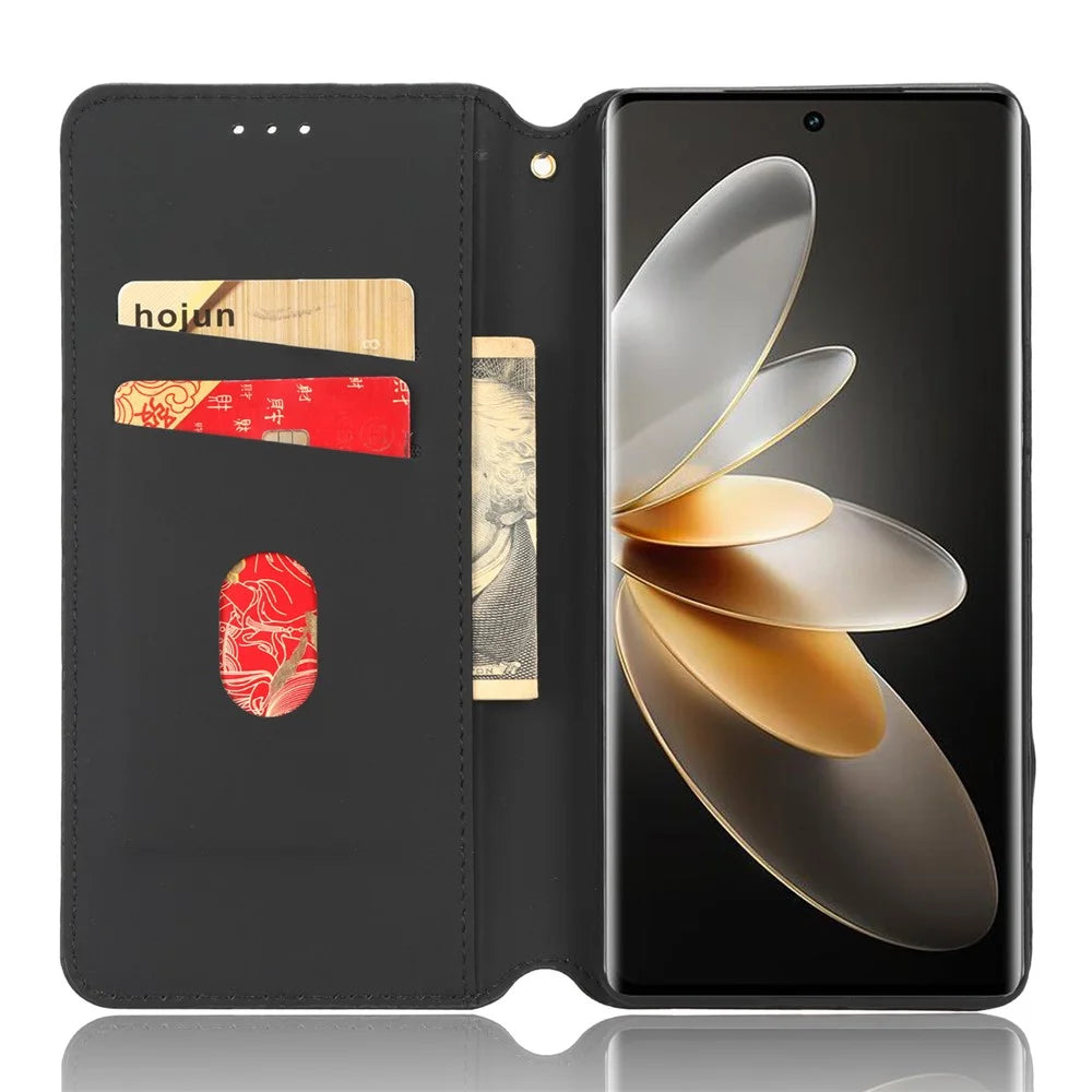 For vivo S16 / S16 Pro / V27 / V27 Pro Rhombus Pattern Imprinted Magnetic Closure Stand Cover Shockproof PU Leather Flip Wallet Phone Case - Black - 2