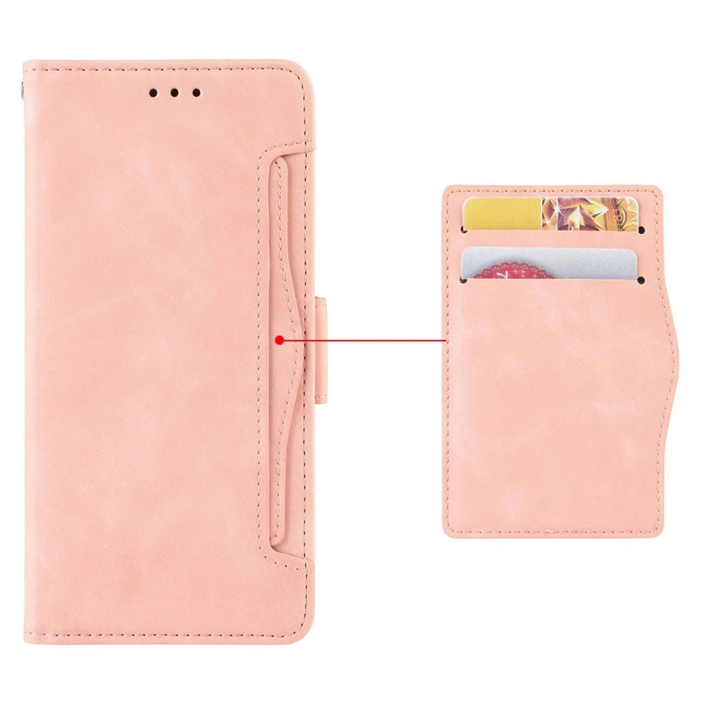 Wallet Flip Cover for Samsung Galaxy S23+, PU Leather Phone Case Multiple Card Slots Stand Shell - Pink - 5