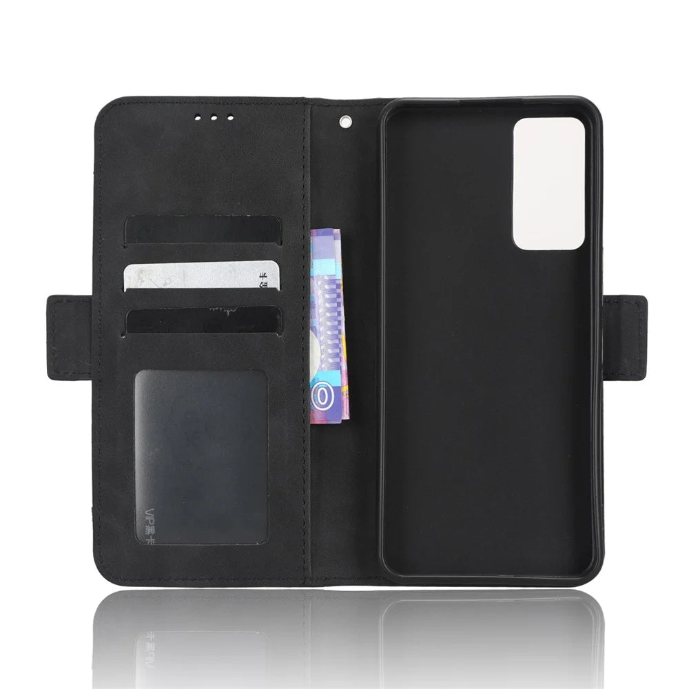 For TCL 40R 5G Phone Wallet Cover, Multiple Card Slots Stand PU Leather Phone Case - Black - 4