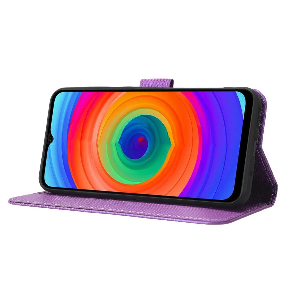 Phone Case for Ulefone Note 14, Diamond Texture Wallet Stand PU Leather Phone Cover - Purple - 3