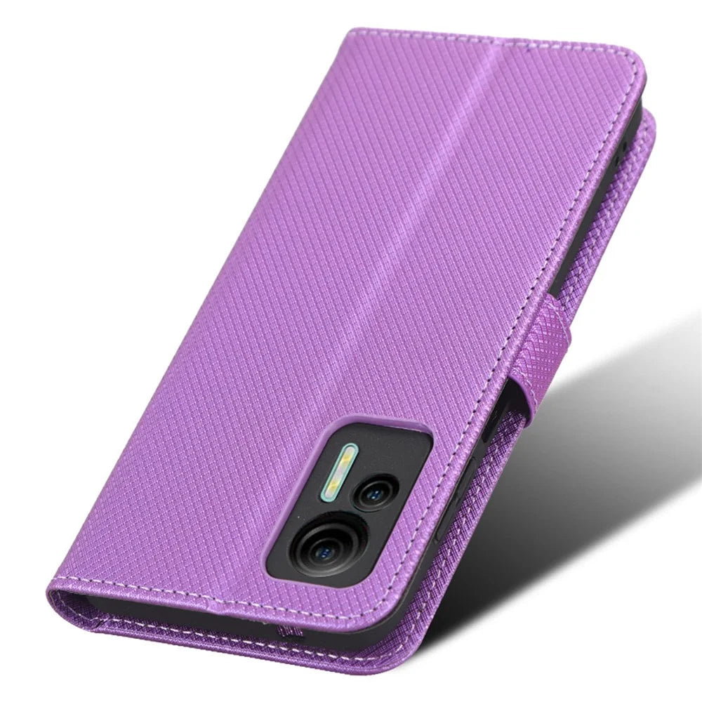 Phone Case for Ulefone Note 14, Diamond Texture Wallet Stand PU Leather Phone Cover - Purple - 5