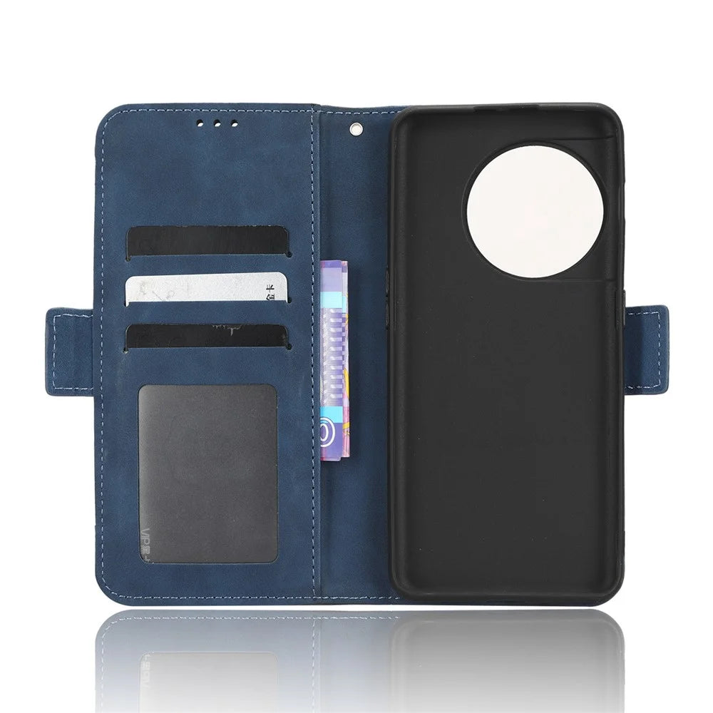 For OnePlus 11 5G PU Leather Shockproof Phone Case Stand Card Holder Magnetic Flip Wallet Cell Phone Cover - Blue - 4