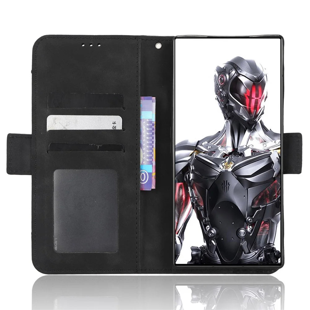 For ZTE nubia Red Magic 8 Pro+ 5G / Red Magic 8 Pro 5G Multiple Card Slots Phone Cover Wallet Stand PU Leather Phone Case - Black - 2