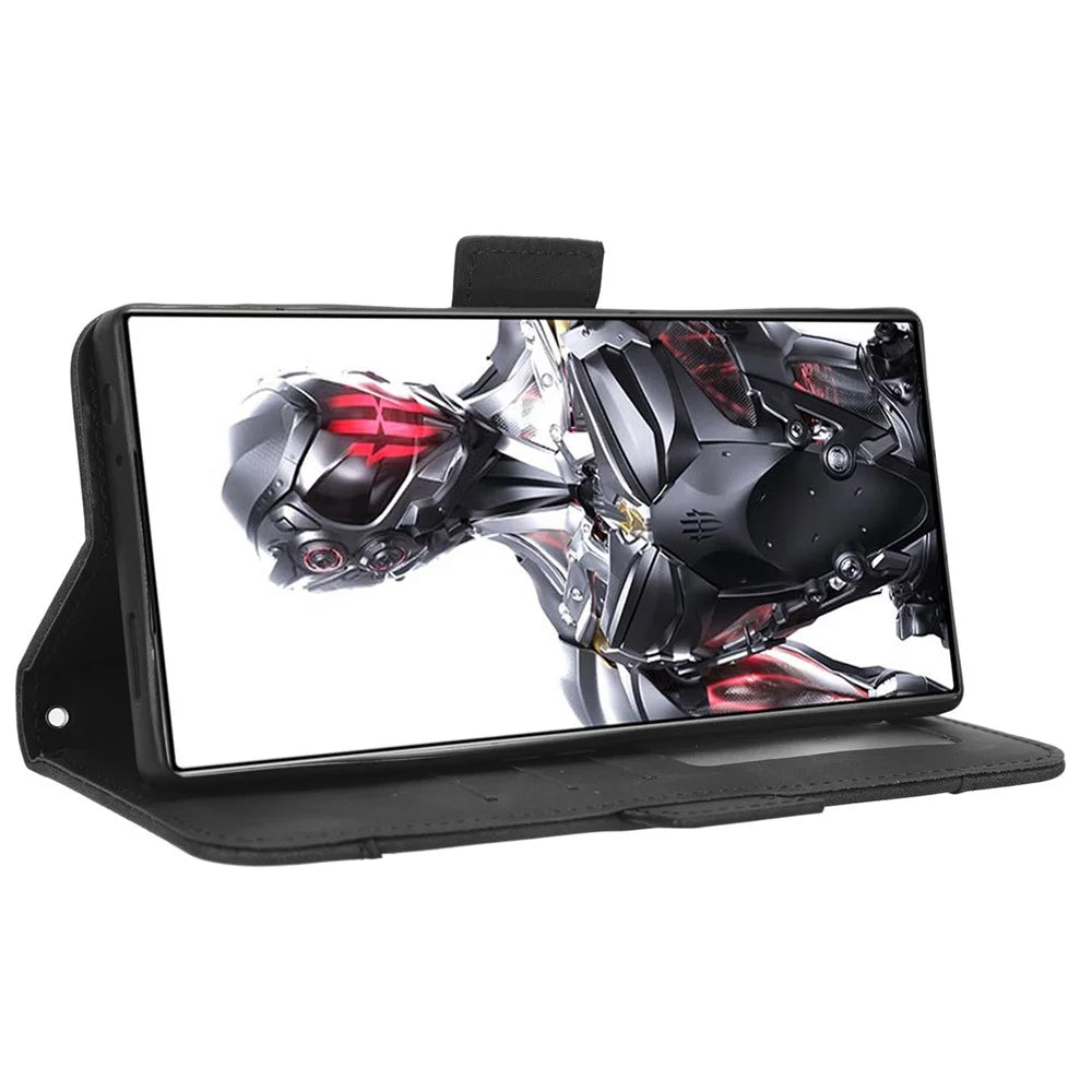 For ZTE nubia Red Magic 8 Pro+ 5G / Red Magic 8 Pro 5G Multiple Card Slots Phone Cover Wallet Stand PU Leather Phone Case - Black - 3
