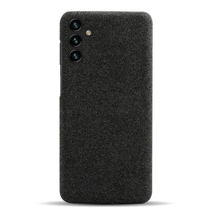 Solid Color Cloth Texture Phone Back Cover For Samsung Galaxy A34 5G, Hard PC+Cloth Protective Phone Case - Black - 3
