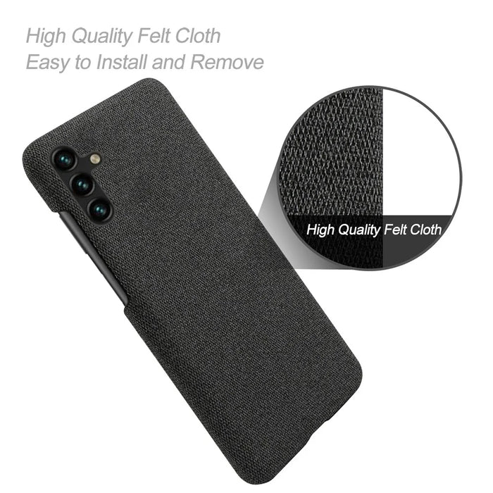 Solid Color Cloth Texture Phone Back Cover For Samsung Galaxy A34 5G, Hard PC+Cloth Protective Phone Case - Black - 4