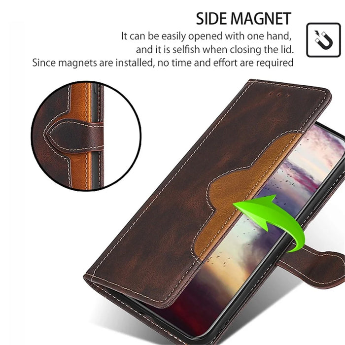 Shockproof Cell Phone Cover for OnePlus 11 5G, Straw Hat Pattern Stand Wallet Anti-scratch Mobile Phone Case - Brown - 5
