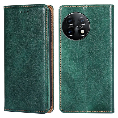 Magnetic Phone Case For OnePlus 11 5G, PU Leather Protective Anti-scratch Cell Phone Cover with Wallet Stand - Green - 1
