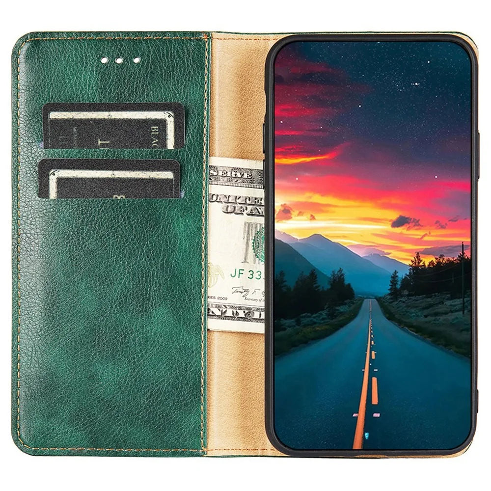 Magnetic Phone Case For OnePlus 11 5G, PU Leather Protective Anti-scratch Cell Phone Cover with Wallet Stand - Green - 2