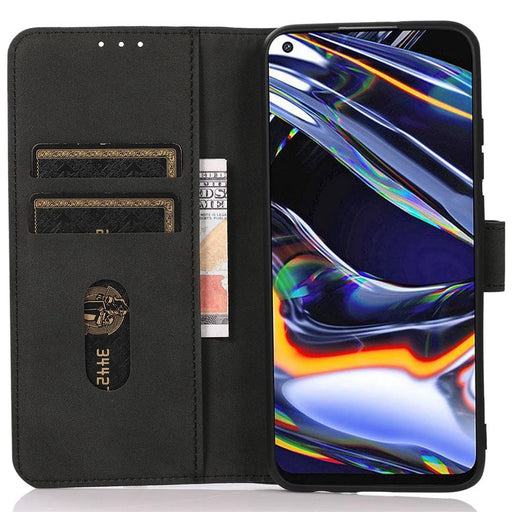 KHAZNEH PU Leather Phone Case for OnePlus 11 5G Textured Magnetic Clasp Stand Wallet Cover - Black - 2