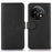 For OnePlus 11 5G Cowhide Texture PU Leather Stand Case Anti-drop Phone Wallet Cover - Black - 1