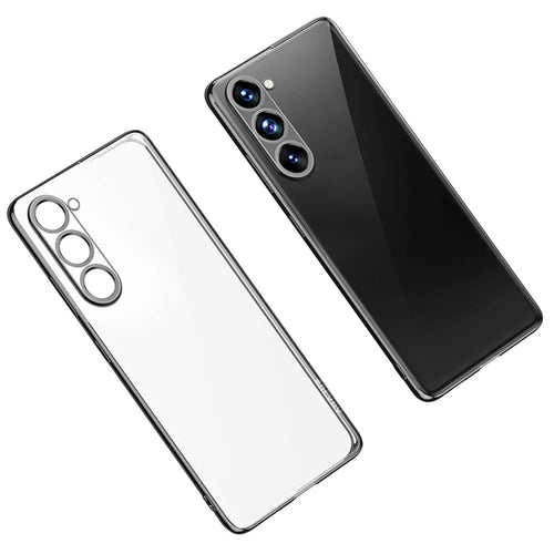 SULADA Clear Phone Cover for Samsung Galaxy S23+, Straight Edge Electroplating Soft TPU Case - Black - 1