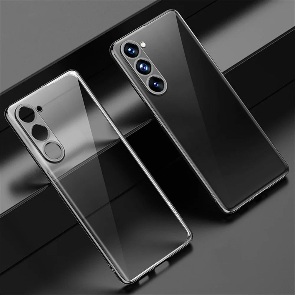 SULADA Clear Phone Cover for Samsung Galaxy S23+, Straight Edge Electroplating Soft TPU Case - Black - 2