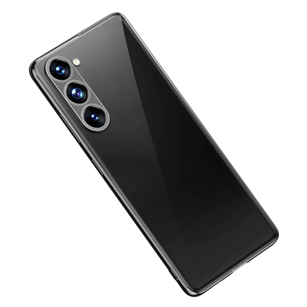 SULADA Clear Phone Cover for Samsung Galaxy S23+, Straight Edge Electroplating Soft TPU Case - Black - 3