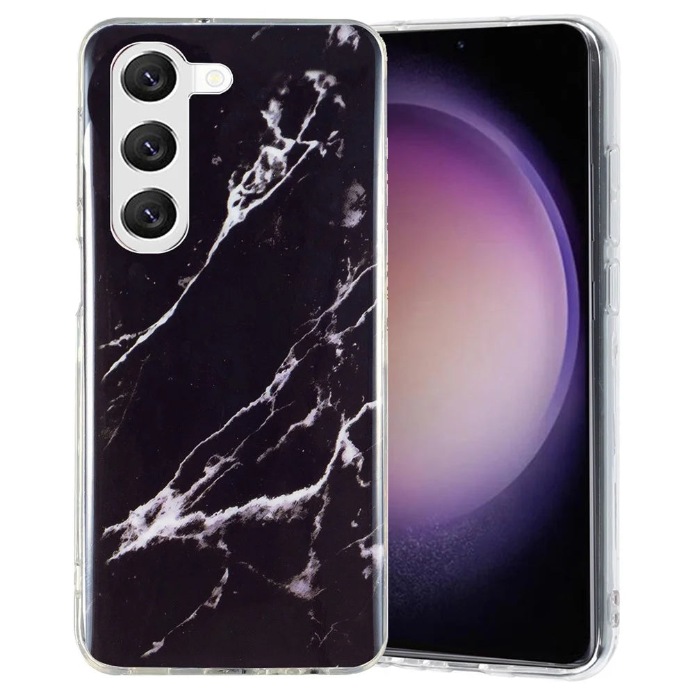 For Samsung Galaxy S23 IMD Marble Pattern TPU Case Shockproof Back Protector Phone Cover - Black - 1