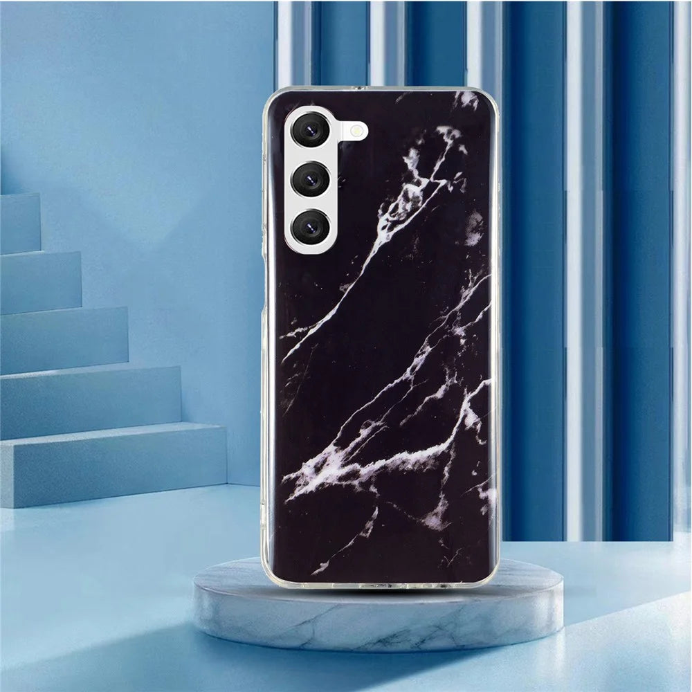 For Samsung Galaxy S23 IMD Marble Pattern TPU Case Shockproof Back Protector Phone Cover - Black - 4