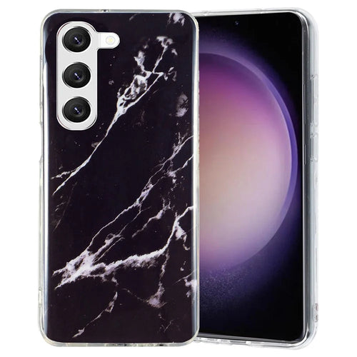 For Samsung Galaxy S23+ IMD Marble Pattern TPU Case Back Protector Bump Proof Phone Cover - Black - 1