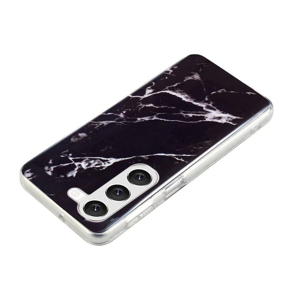 For Samsung Galaxy S23+ IMD Marble Pattern TPU Case Back Protector Bump Proof Phone Cover - Black - 6