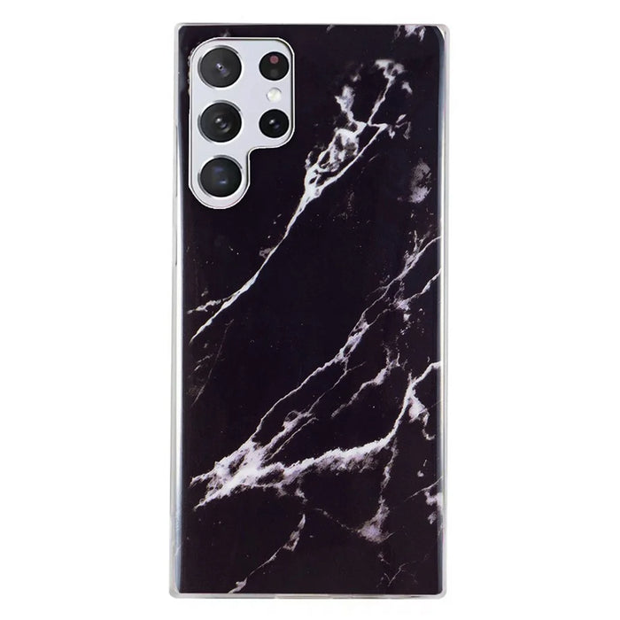 For Samsung Galaxy S23 Ultra IMD Marble Pattern Anti-collision TPU Case Back Protector Phone Cover - Black - 2