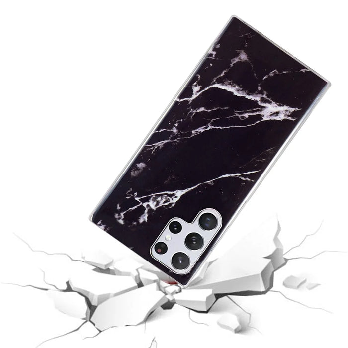 For Samsung Galaxy S23 Ultra IMD Marble Pattern Anti-collision TPU Case Back Protector Phone Cover - Black - 3