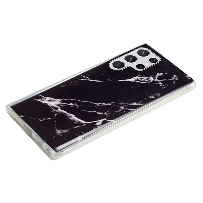 For Samsung Galaxy S23 Ultra IMD Marble Pattern Anti-collision TPU Case Back Protector Phone Cover - Black - 6