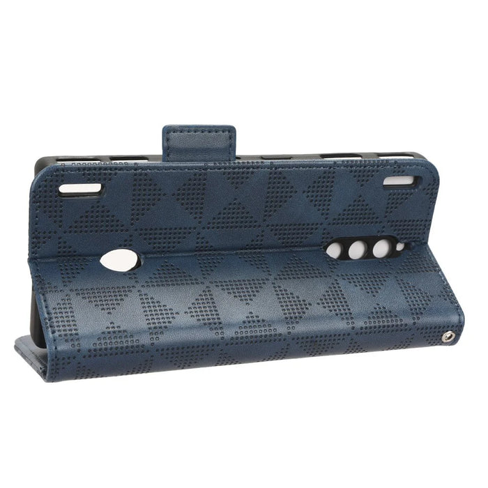 For ZTE nubia Red Magic 8 Pro 5G / Magic 8 Pro+ 5G Phone Case PU Leather Imprinted Triangle Pattern Stand Phone Cover with Wallet - Blue - 3