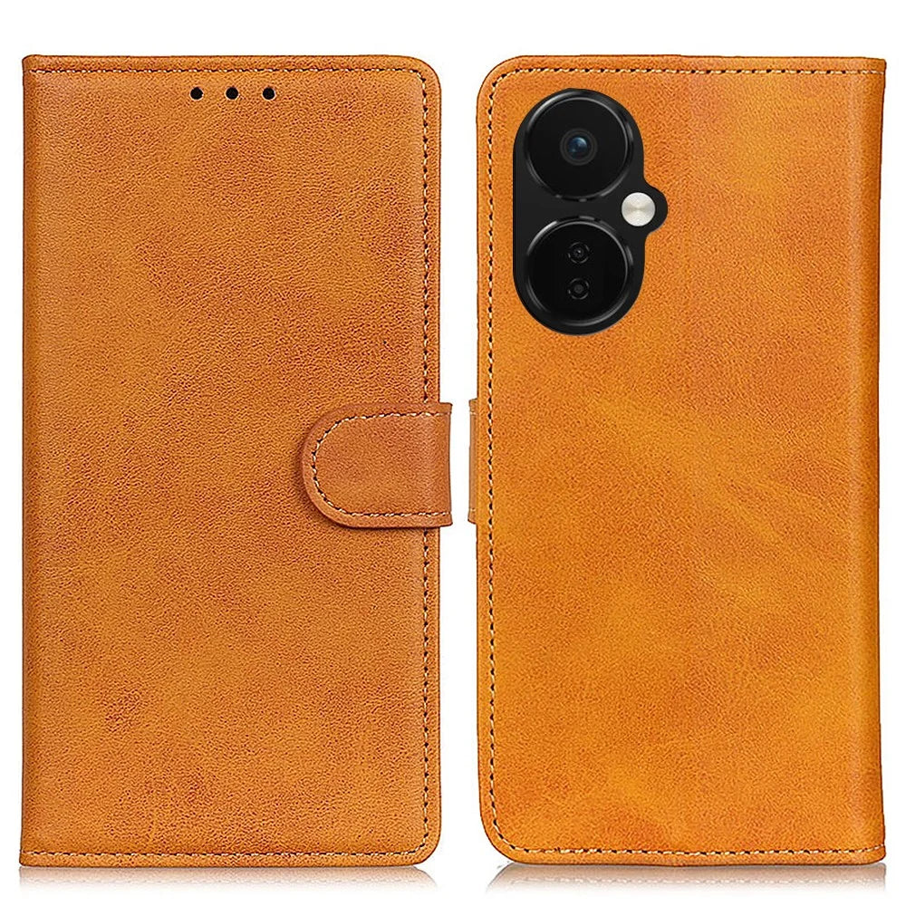 Wallet Phone Case for OnePlus Nord CE 3 Lite 5G / Nord N30 5G Anti-Drop Cell Phone Case PU Leather Flip Cover with Stand - Brown - 1