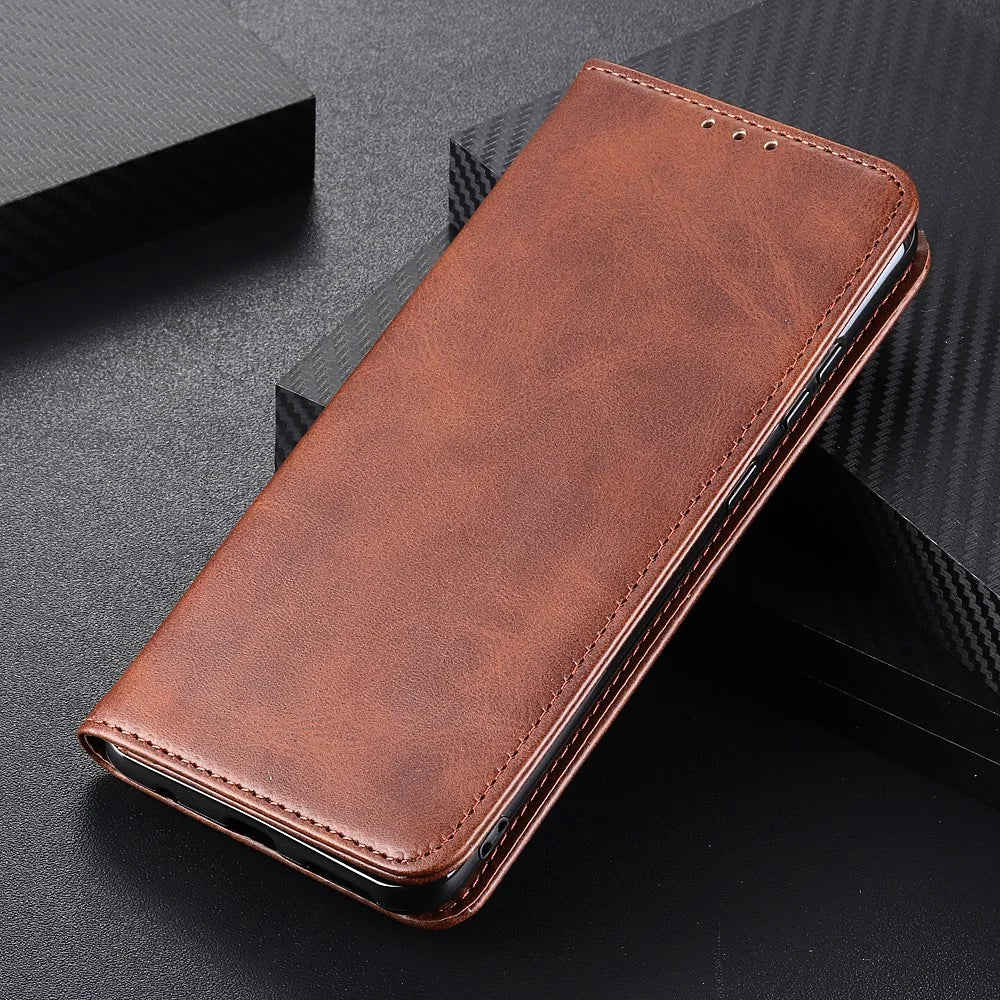Magnetic Closing Phone Case for OnePlus Nord CE 3 Lite 5G / Nord N30 5G Split Leather Folio Flip Cover with Wallet - Coffee - 6