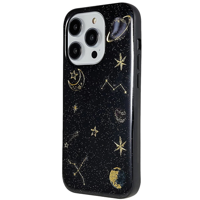 For iPhone 14 Pro Max Epoxy Mobile Phone Case Star Planet Pattern Soft TPU Shockproof Back Cover - Black - 3