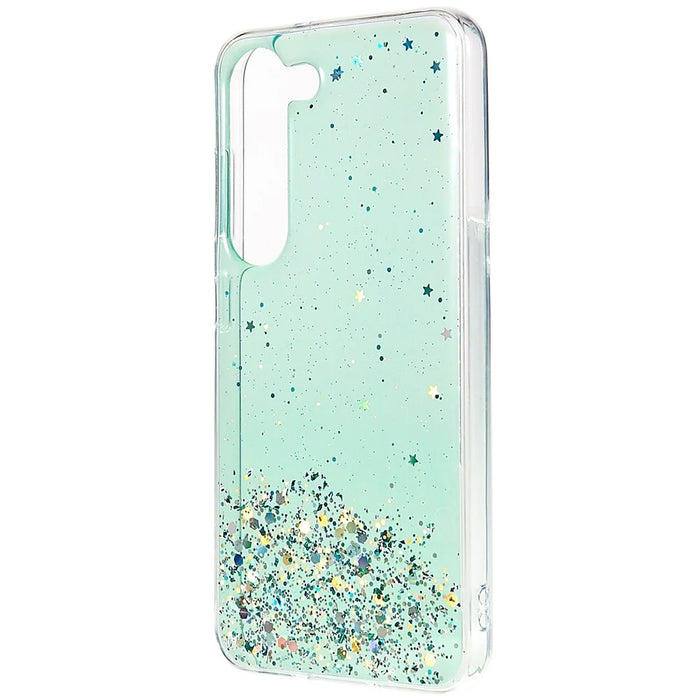 For Samsung Galaxy S22 5G Starry Sky Sparkle Epoxy Phone Case Soft TPU Protective Back Cover - Green - 3