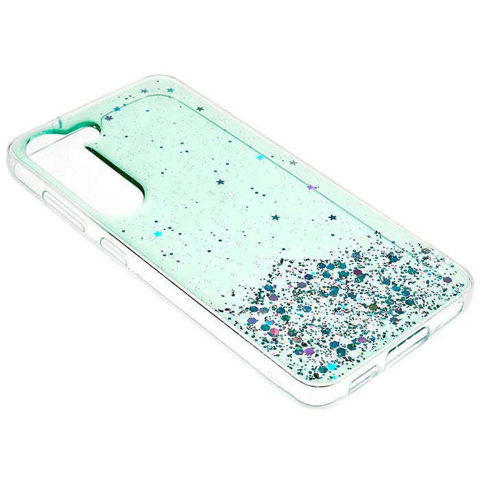 For Samsung Galaxy S22 5G Starry Sky Sparkle Epoxy Phone Case Soft TPU Protective Back Cover - Green - 5