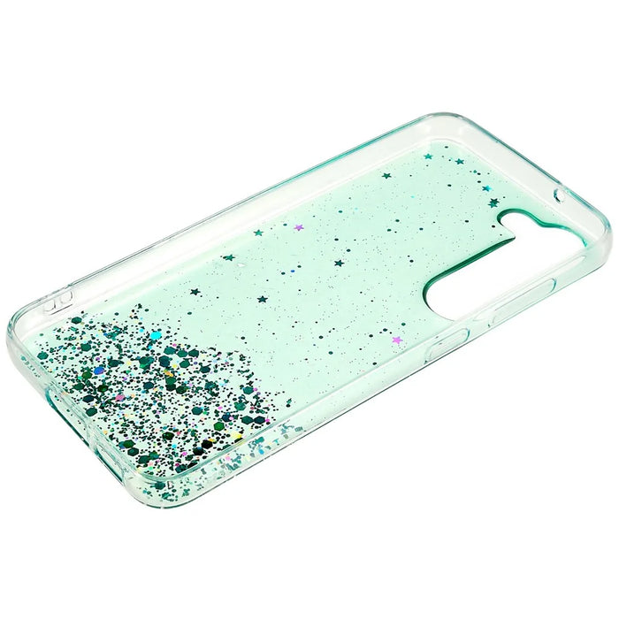 For Samsung Galaxy S22 5G Starry Sky Sparkle Epoxy Phone Case Soft TPU Protective Back Cover - Green - 6