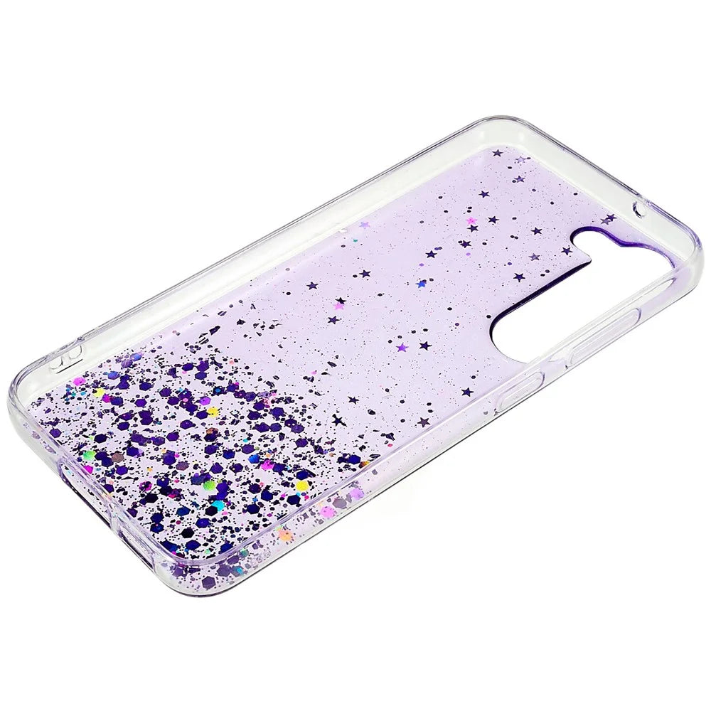 For Samsung Galaxy S22+ 5G Starry Sky Sparkle Epoxy Phone Case Shockproof Soft TPU Protective Back Cover - Purple - 6