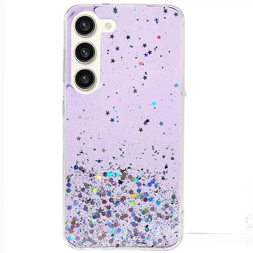 For Samsung Galaxy S23 Starry Sky Sparkle Epoxy Soft TPU Phone Case Protective Back Cover - Purple - 1