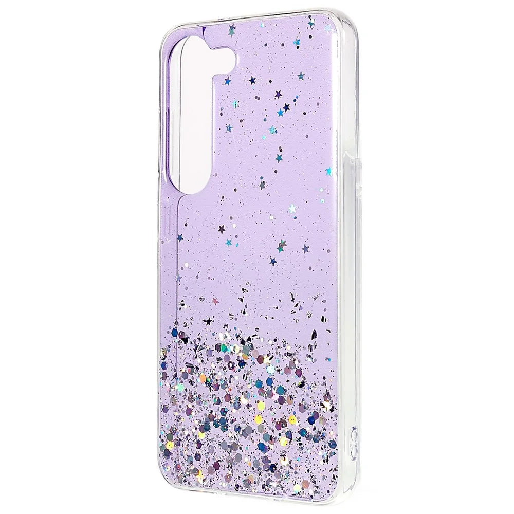 For Samsung Galaxy S23 Starry Sky Sparkle Epoxy Soft TPU Phone Case Protective Back Cover - Purple - 3