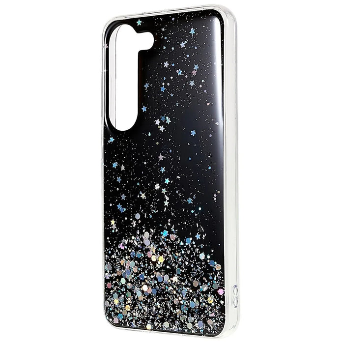 For Samsung Galaxy S23+ Starry Sky Sparkle Epoxy Phone Case Shockproof TPU Protective Back Cover - Black - 3