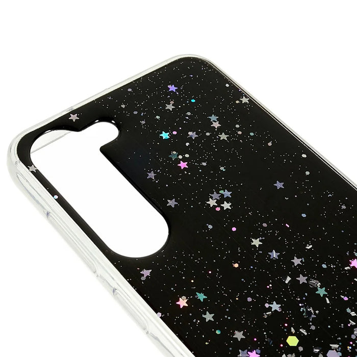 For Samsung Galaxy S23+ Starry Sky Sparkle Epoxy Phone Case Shockproof TPU Protective Back Cover - Black - 7