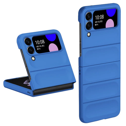 Skin-touch Folding Phone Case for Samsung Galaxy Z Flip4 5G, Hard PC Back Rugged Phone Cover - Blue - 1