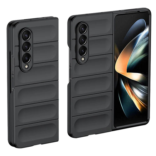 For Samsung Galaxy Z Fold3 5G Skin-touch Hard PC Back Case Shockproof Rugged Phone Cover - Black - 1