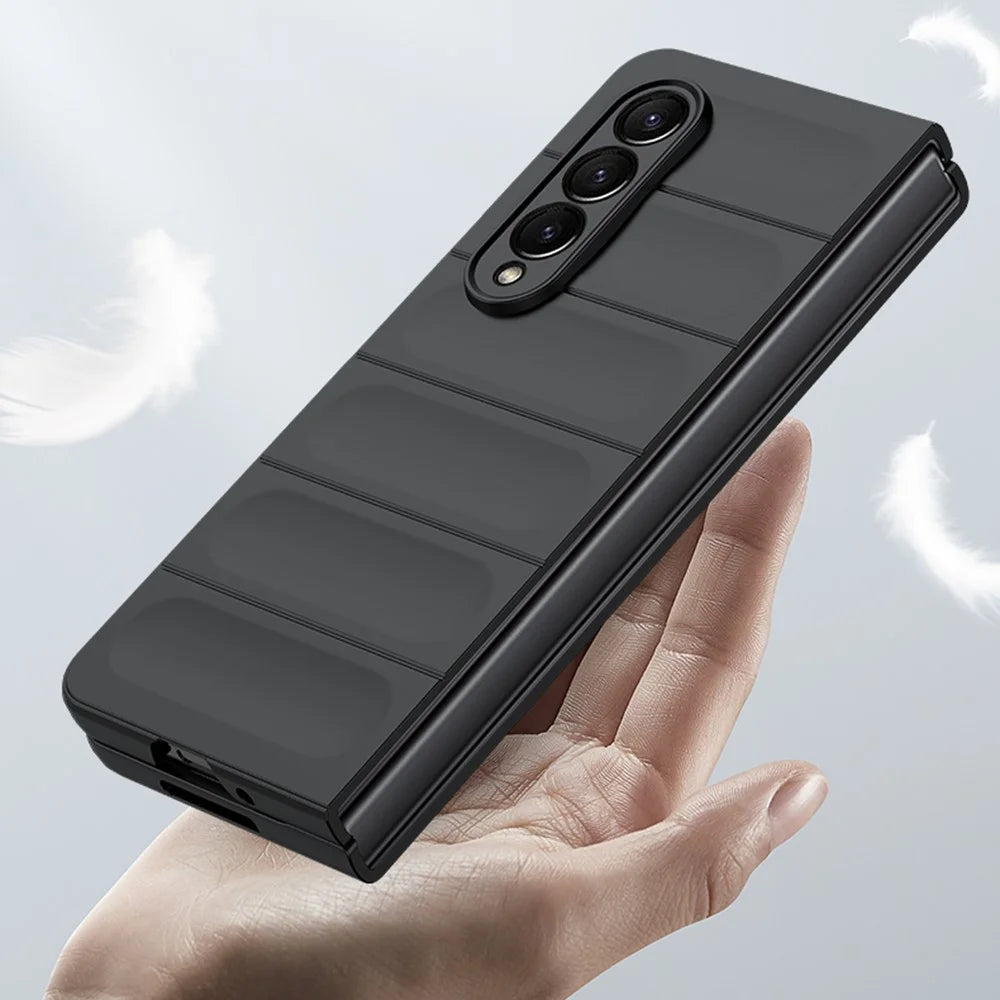 For Samsung Galaxy Z Fold3 5G Skin-touch Hard PC Back Case Shockproof Rugged Phone Cover - Black - 2