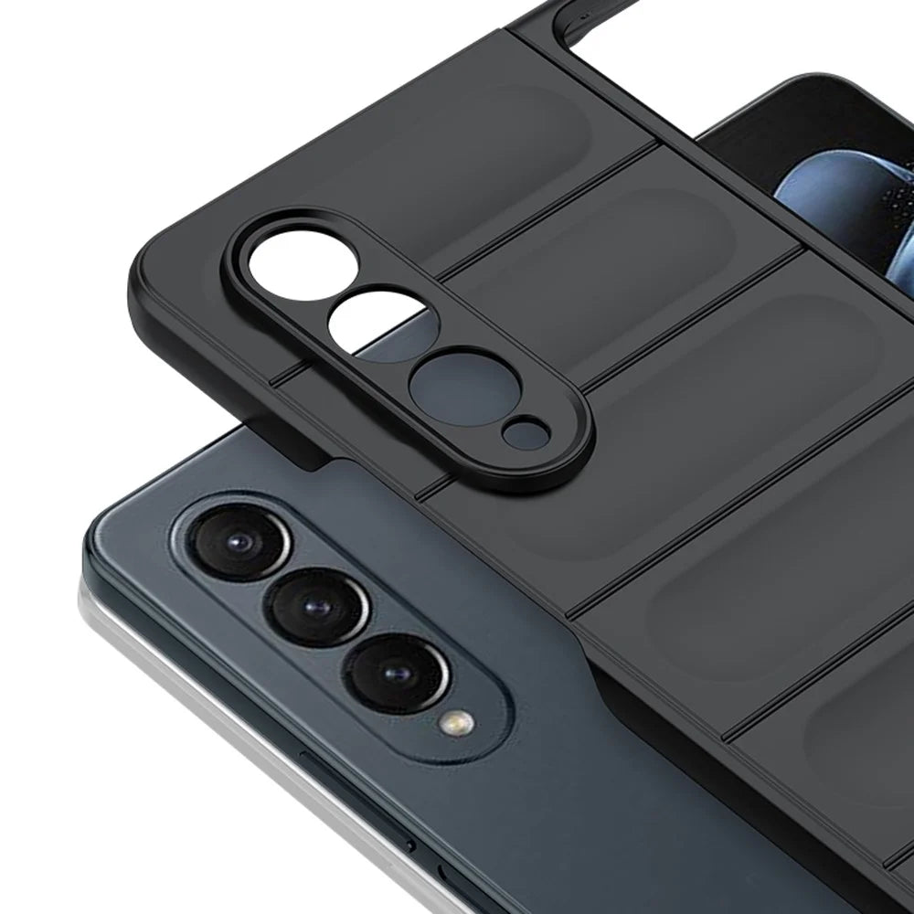 For Samsung Galaxy Z Fold3 5G Skin-touch Hard PC Back Case Shockproof Rugged Phone Cover - Black - 3