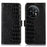 Phone Wallet Case for OnePlus 11 5G, RFID Blocking Crocodile Texture Genuine Cowhide Leather Stand Phone Cover - Black - 1