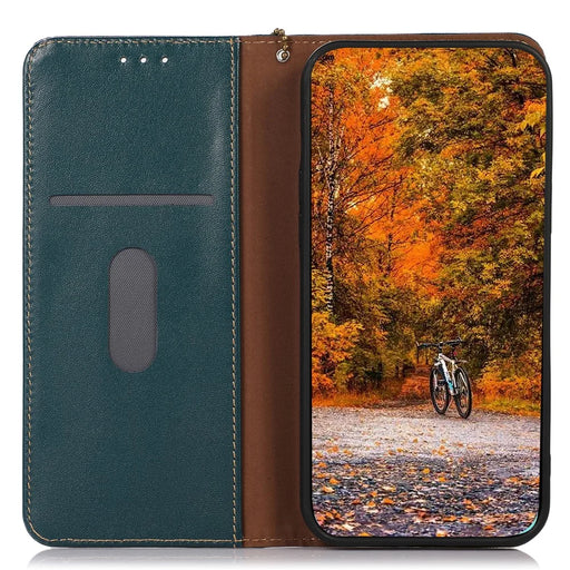 KHAZNEH Phone Case for OnePlus Nord CE 3 Lite 5G / Nord N30 5G Nappa Texture Genuine Cowhide Leather Phone Wallet Cover Stand Shell - Green - 2