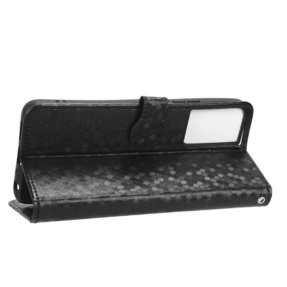 For TCL 40 SE Wrist Strap Phone Shell Dot Pattern Imprinted Phone Cover PU Leather Shockproof Wallet Stand Case - Black - 3