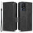 For TCL 40 SE Dustproof Cell Phone Case PU Leather Imprinted Triangle Pattern Stand Phone Cover Wallet - Black - 1