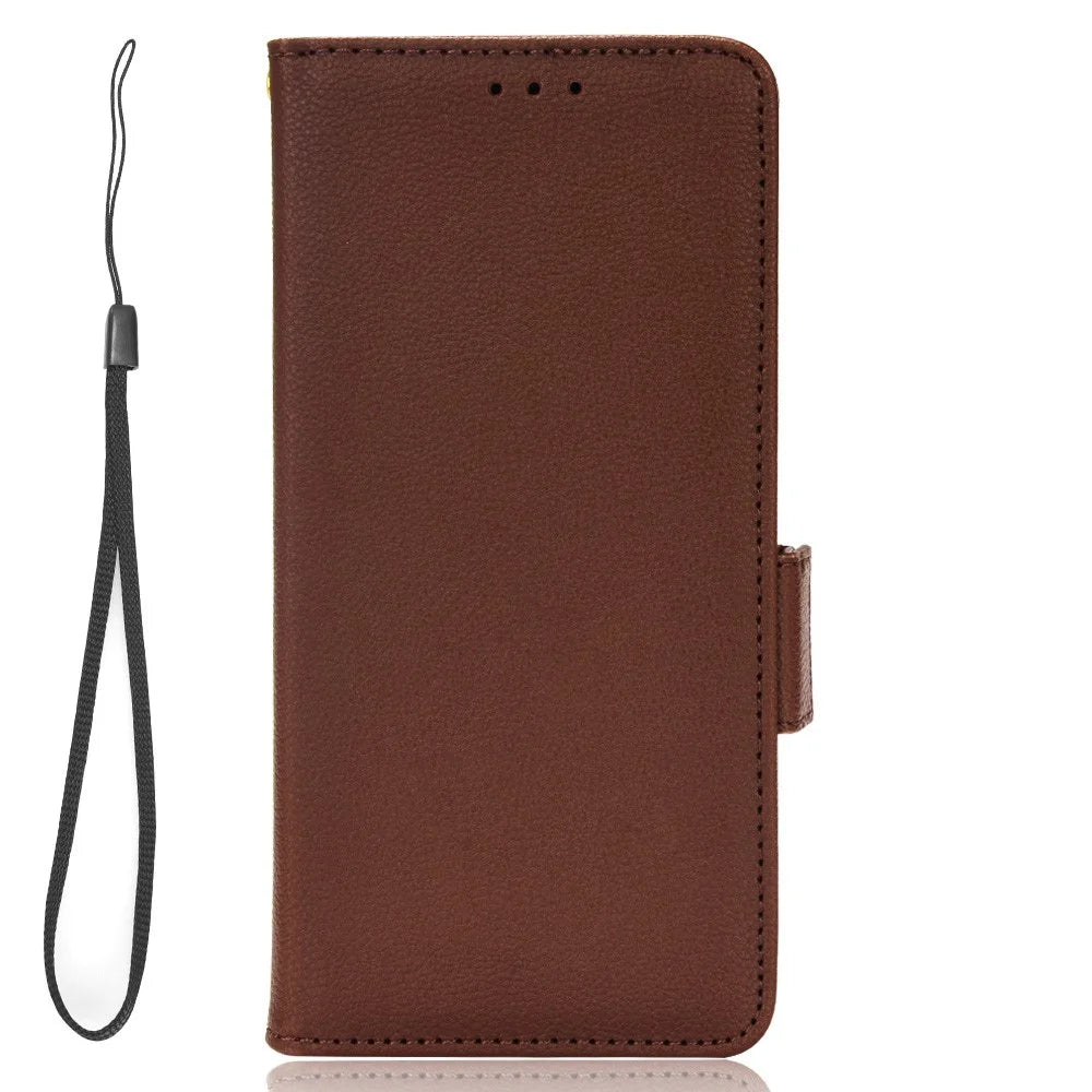 For ZTE nubia Red Magic 8 Pro+ 5G / Red Magic 8 Pro 5G Litchi Texture Leather Phone Case Dual Magnetic Clasp Wallet Stand Phone Shell - Brown - 6