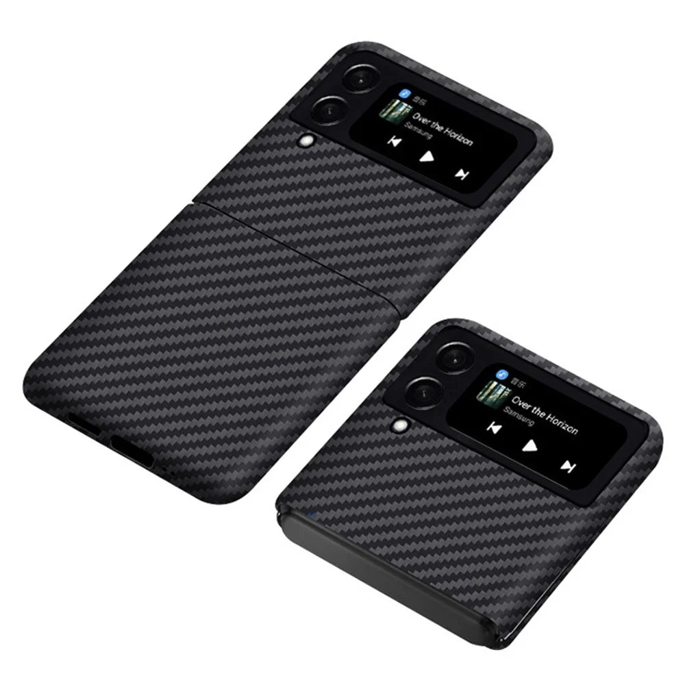 For Samsung Galaxy Z Flip4 5G Carbon Fiber Texture Aramid Fiber Back Case Anti-drop Ultra Slim Phone Cover - 1