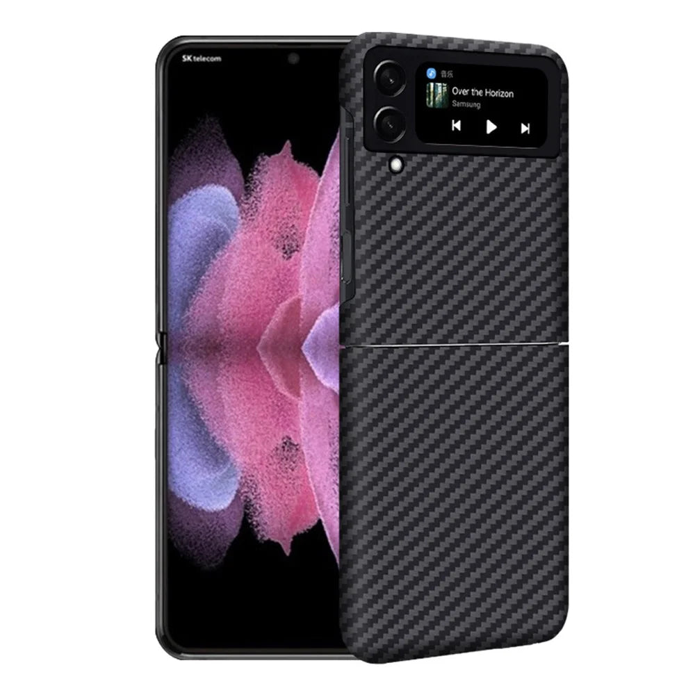 For Samsung Galaxy Z Flip4 5G Carbon Fiber Texture Aramid Fiber Back Case Anti-drop Ultra Slim Phone Cover - 2