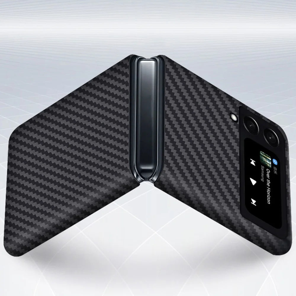 For Samsung Galaxy Z Flip4 5G Carbon Fiber Texture Aramid Fiber Back Case Anti-drop Ultra Slim Phone Cover - 5